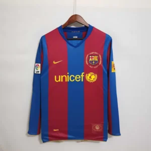 2007-2008 Retro Long Sleeve Barcelona Home Football Shirt 1:1 Thai Quality