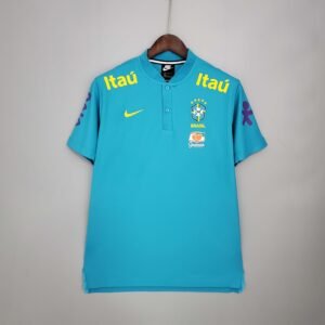 2021 Retro Brazil Pre-match Blue Football Shirt 1:1 Thai Quality
