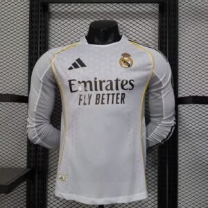 2025-2026 Long Sleeve Player Version Real Madrid Home Football Shirt 1:1 Thai Quality